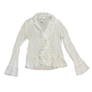 Allison Taylor White Ruffled Blouse